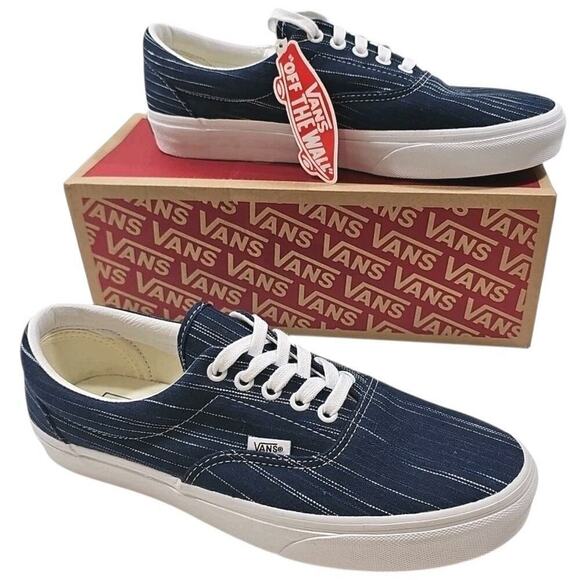 VANS ~Men\'s 9; Woman 10.5~Era Suiting Blue Navy White Stripes Sneakers Shoes NEW main image 8